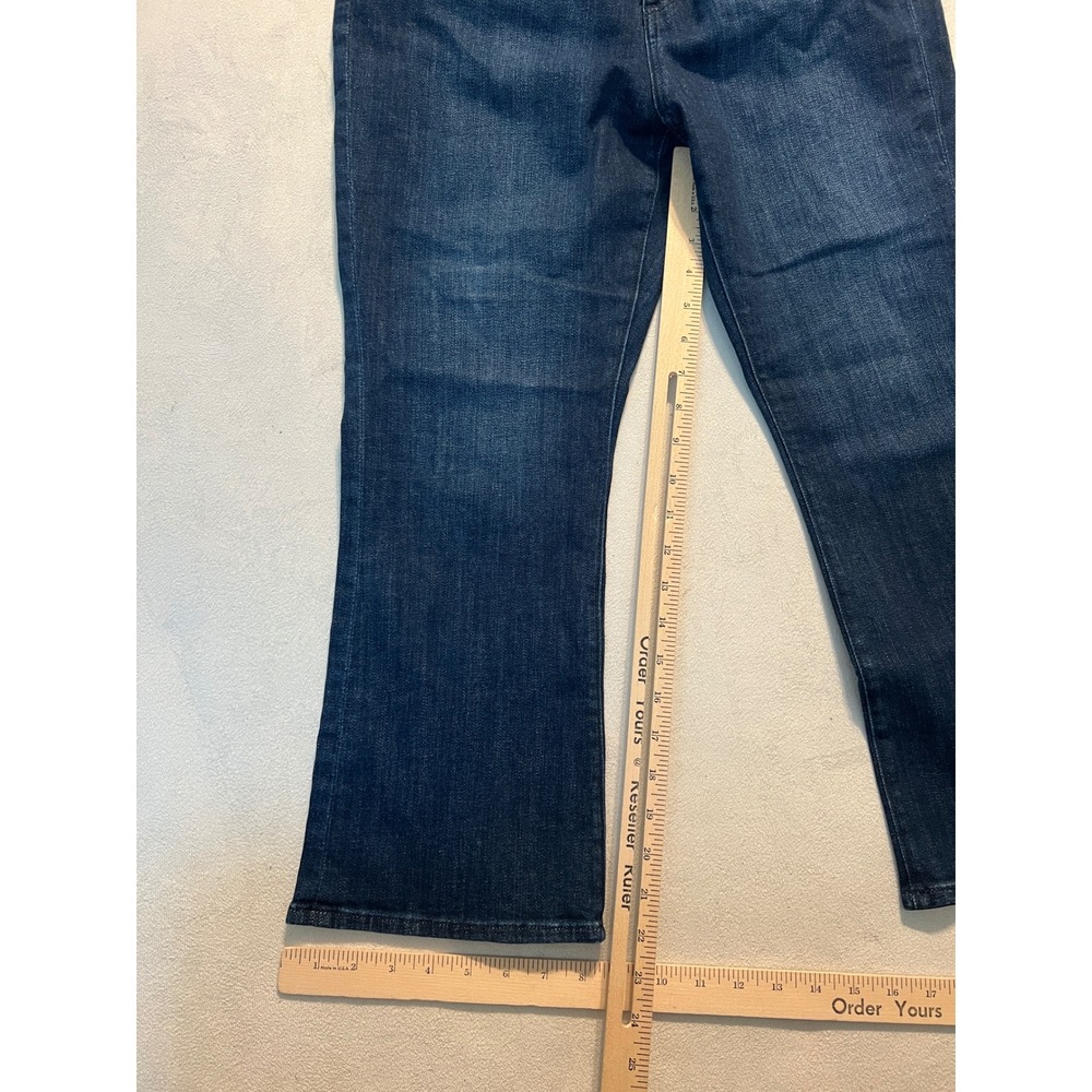 LOFT The Kick Crop Jeans Womens 29/8P Blue Dark Wash Button Fly High Rise Denim - Picture 3 of 11